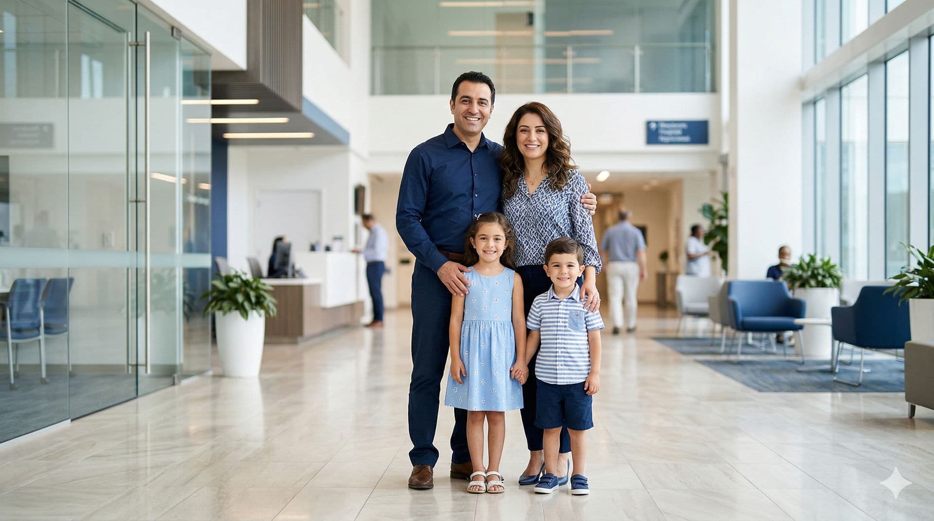 Mutlu ve sağlıklı bir aile — sağlık sigortası güvencesi